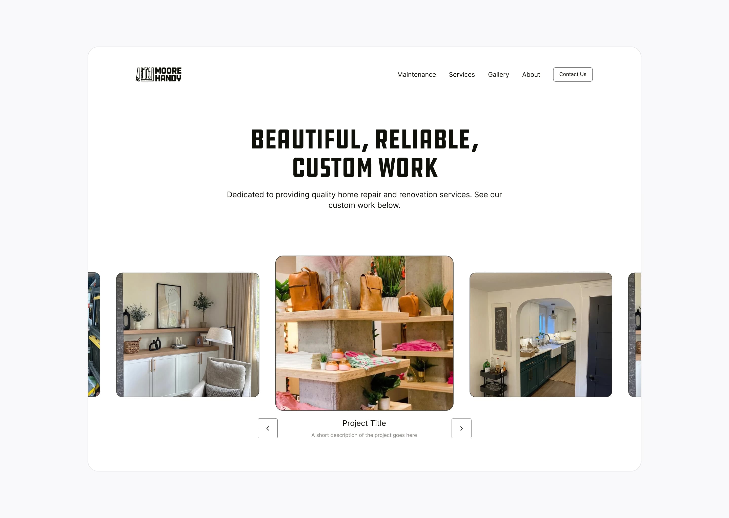 Moore project website mockup